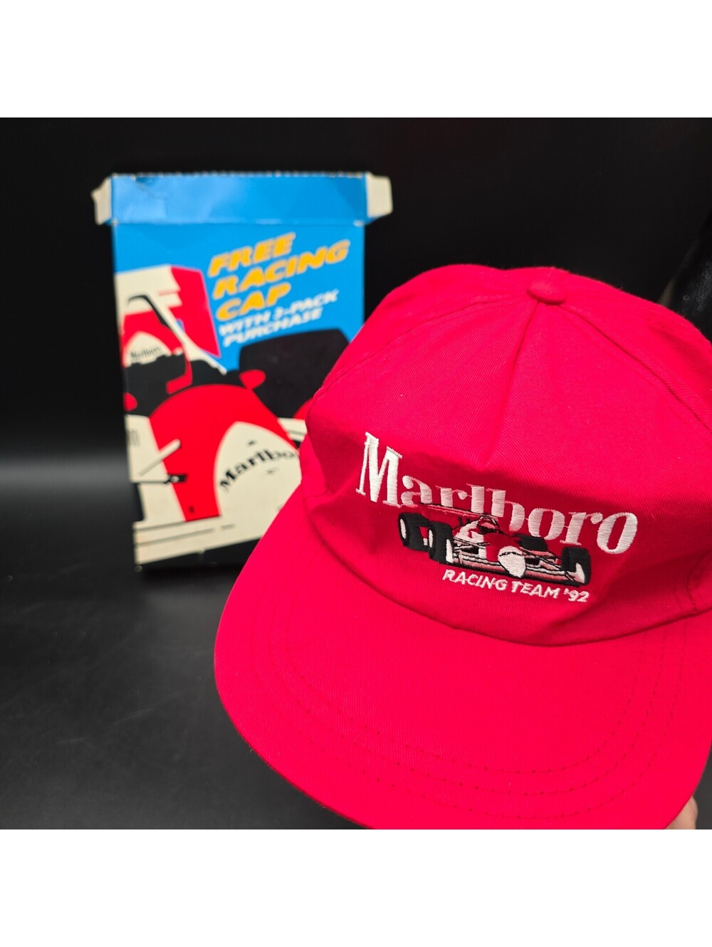 Vtg 1992 Marlboro Racing Team Snapback Hat w/ Original Box